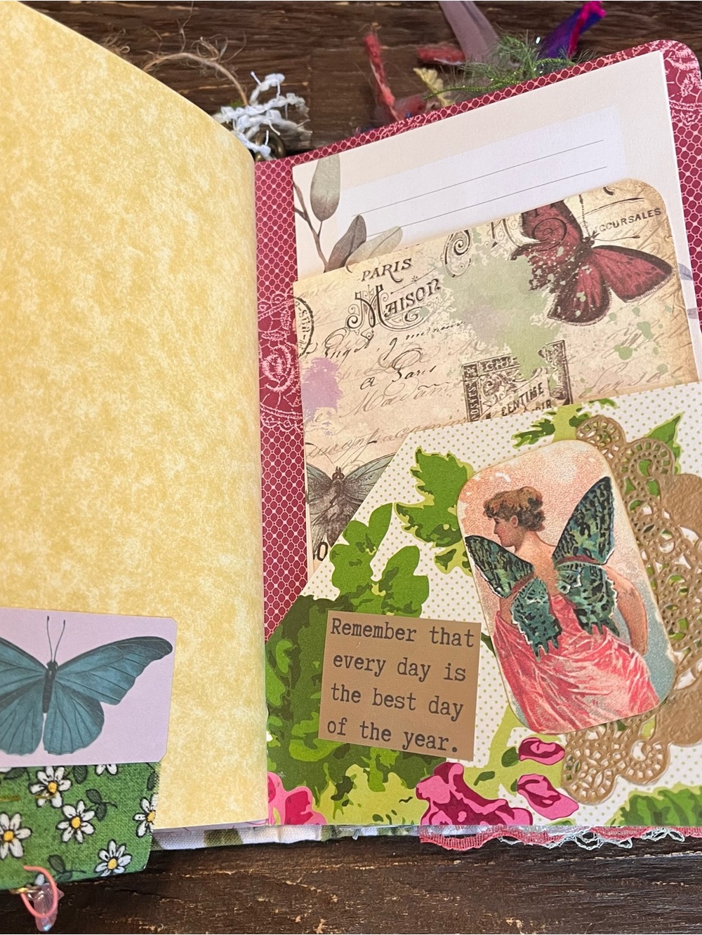 Butterfly Junk Journal Faith Floral Nature Flowers Softcover Decorated 3 Sig - Picture 15 of 16